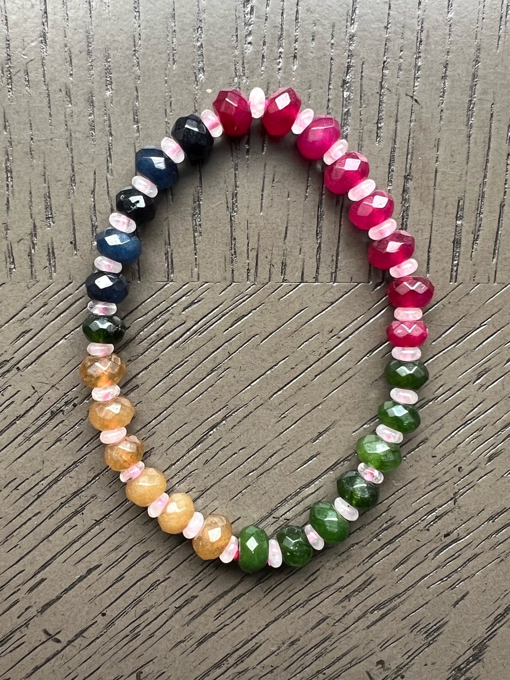 Faceted rondelle chalcedony with clear quartz spacers bracelet SIZE 6.5’